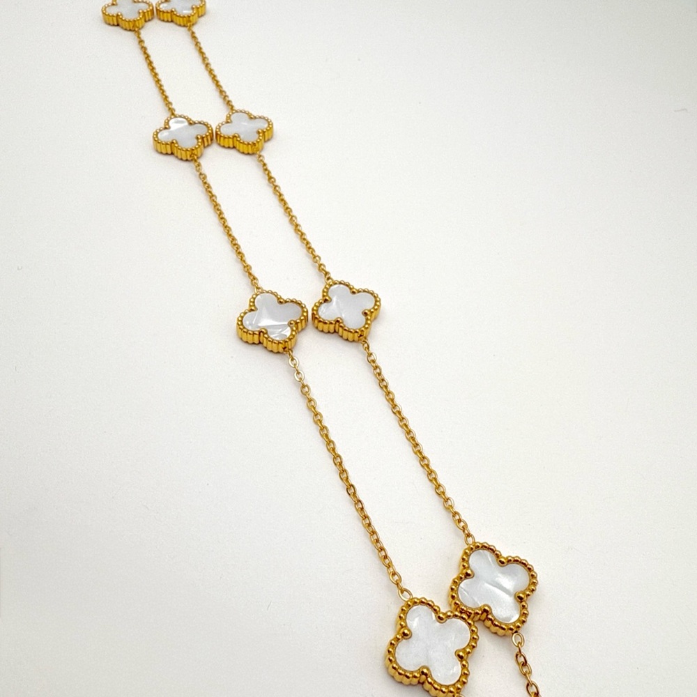 Last 1 🔥 Clover Necklace Gold Mother of Pearl Double Sided Stainless Steel - Picture 7 of 13